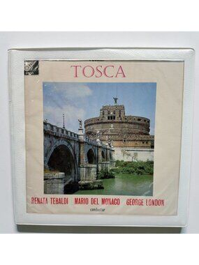 Puccini Tosca DECCA SXL 2180/1 LP Set Tebaldi Monaco London White Wallet Cover